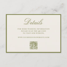 Elegant Olivgrön QR-kod Detaljer Bröllop