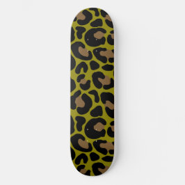 Elegant Olivgrön &Svart Leopardtryck  Mini Skateboard Bräda 18,5 Cm