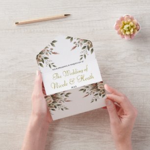 Elegant Olivgrön & Vit Blommig Hörnhyllning Bröllo