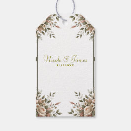 Elegant Olivgrön & Vit Blommig Hörnhyllning för Br Presentetikett