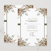 Elegant Olivgrön & Vit Blommig Hörnkort RSVP
