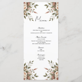 Elegant Olivgrön & Vit Blommig Hörnmötesmeny Meny