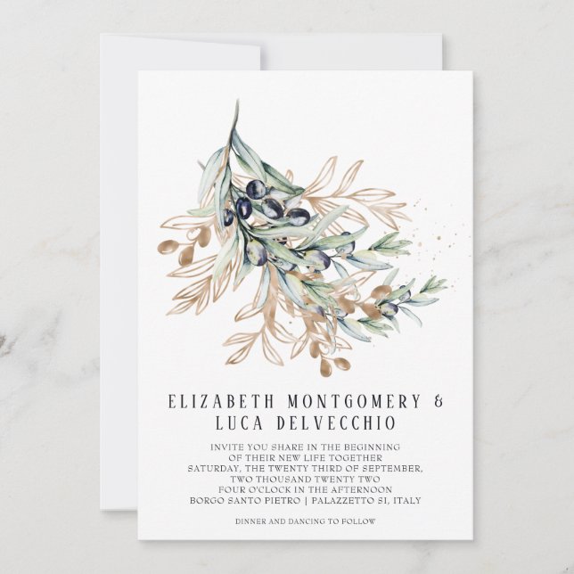 Elegant Olivlund | Boho Botanisk Inbjudan (Framsida)