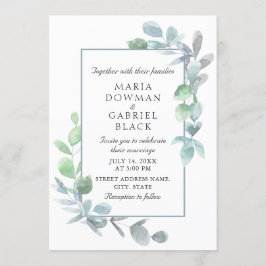 Elegant Olivolja löv ram. Botaniska bröllop Inbjudningar