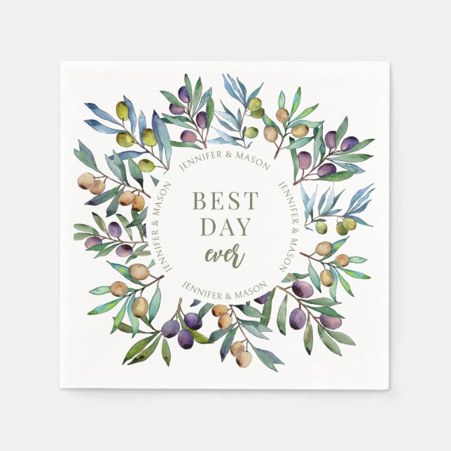 Elegant Olivolja träd grenar, italienska Toskana b Pappersservett (Framsidan)