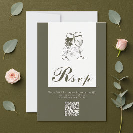 Elegant Olivträ Grön QR-kod Bröllop OSA Kort
