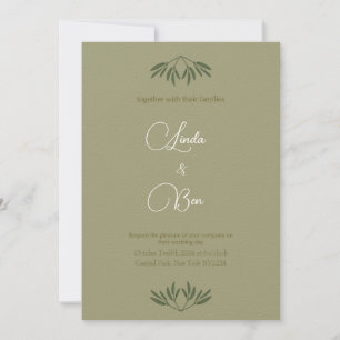 Elegant olivträd gren i sjön färg bröllop inbjudningar
