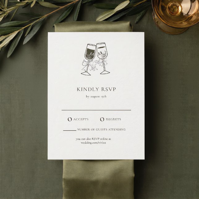 Elegant olivträgrön bröllops-RSVP-kort Tilläggskort (Skapare uppladdad)
