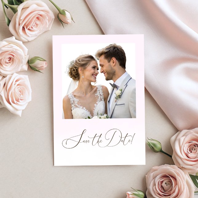 Elegant öm Brud & Brudgum Foto Bröllopsfest Spara Datumet (Elegant Tender Bride & Groom Photo Bridal Shower Save The Date)