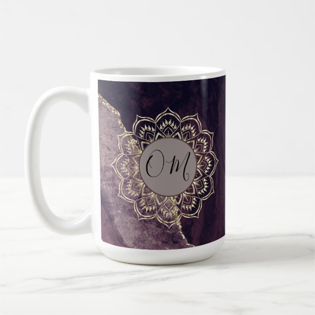 Elegant OM Mandala på marble Agate Kaffemugg (Vänster)