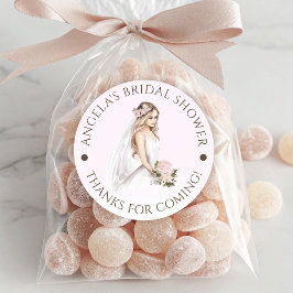 Elegant öm Rosa Brud Att Vara Bröllopsdusch Runt Klistermärke