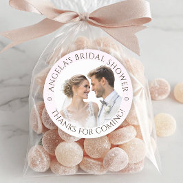 Elegant öm Rosa Ditt Foto Bröllopsfest Runt Klistermärke