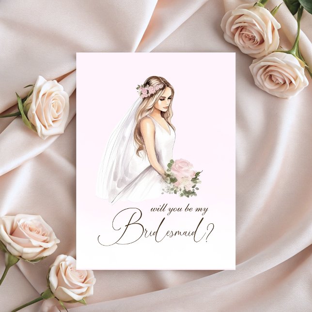 Elegant öm rosa Vill du vara min brudtärna Tilläggskort (Elegant Tender Pink Will You Be My Bridesmaid Enclosure Card)