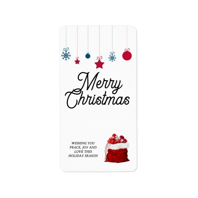 Elegant om vitt och rött | God jul Adressetikett (Framsidan)