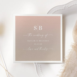 Elegant Ombre & Beige Monogrammed Bröllop Pappersservett