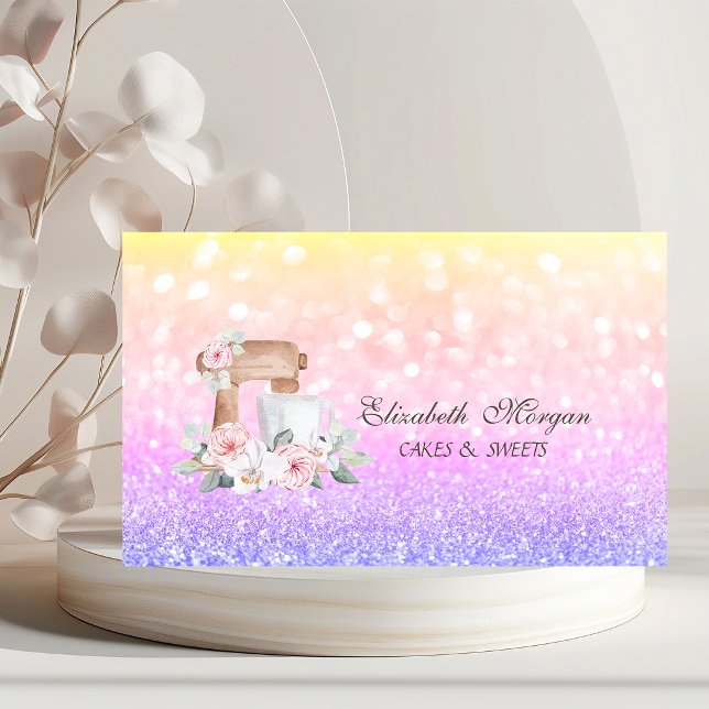 Elegant Ombre Bokeh Guld Glitter Mixer Blommor Visitkort (Skapare uppladdad)