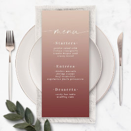 Elegant Ombre Champagne & Cinnamon Red Bröllop Meny
