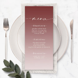 Elegant Ombre Cinnamon Red & Powder Rosa Bröllop Meny