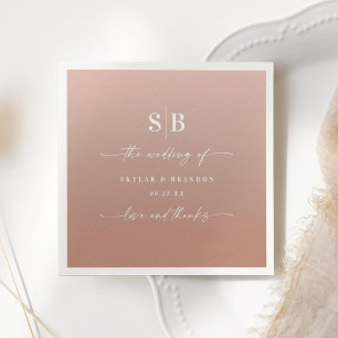 Elegant Ombre Clay & Rosa Monogrammed Bröllop Pappersservett