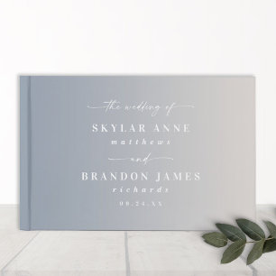 Elegant Ombre Dusty Blue & Off White Bröllop Gästböcker