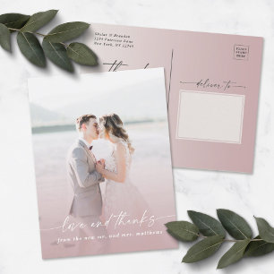 Elegant Ombre Dusty Mauve Bröllop Photo Overlay Vykort
