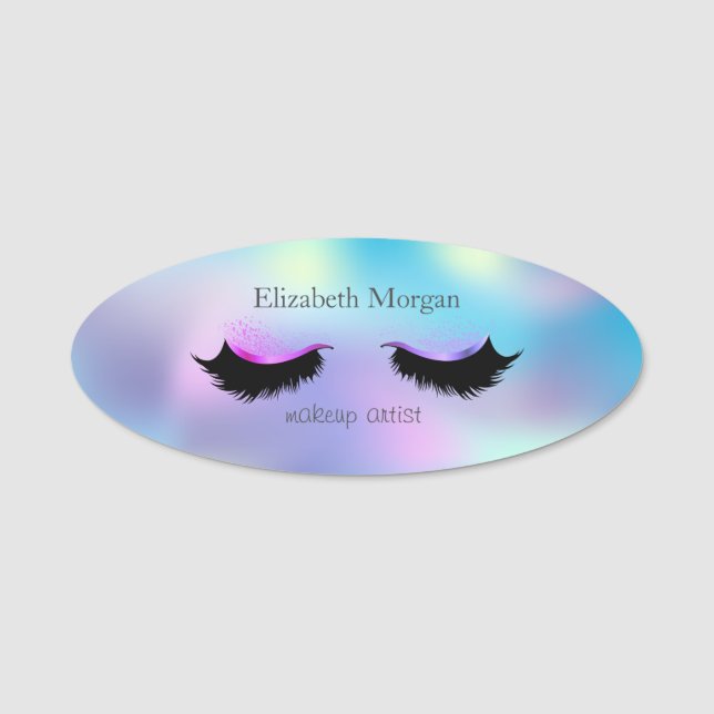 Elegant Ombre HoloGraph Faux Lash Namnbricka (Framsida)