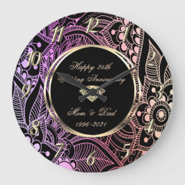 Elegant Ombre Mandala 25:e Bröllop-årsdagen Stor Klocka