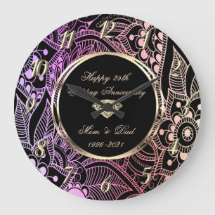 Elegant Ombre Mandala 25:e Bröllop-årsdagen Stor Klocka