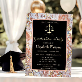 Elegant Ombre Marmor Juristexamen Fest Inbjudningar