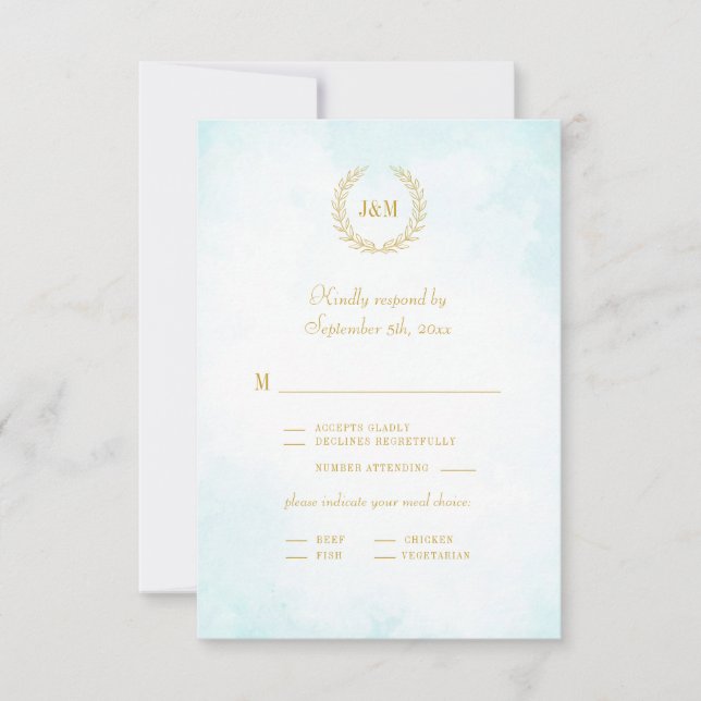 Elegant Ombre Minimalist Monogram Meal Choal OSA Kort (Framsida)