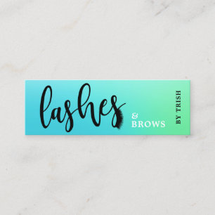Elegant, ombre mint lash och brows handskriven mini visitkort