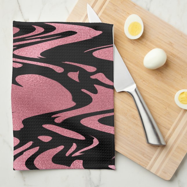 Elegant Ombre Ro Guld Glitter med Monogram Kökshandduk (Vikt i Fjärdedel)