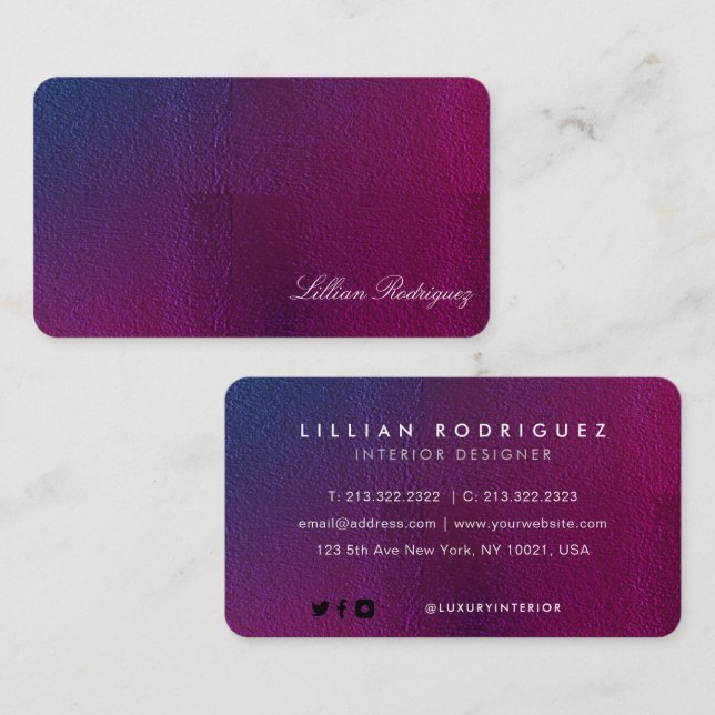 Elegant Ombre Rosa and Violet Gradient Abstrakt Visitkort (Fram/baksida)