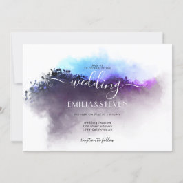 Elegant Ombre Watercolor liggande Bröllop Inbjudningar