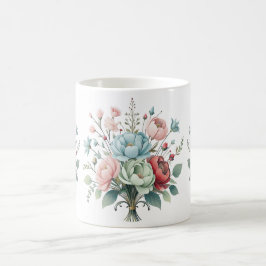 Elegant Omformad blomma Bouquet Soft Pastel Färg Kaffemugg