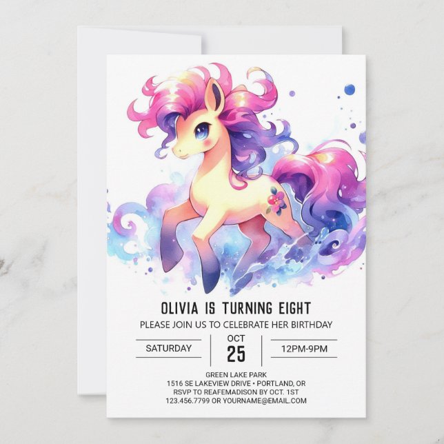 Elegant Online Horse Birthday Inbjudningar (Framsida)