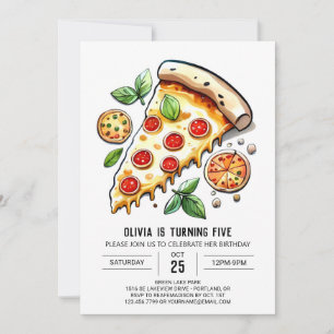 Elegant Online Pizza Birthday Inbjudningar