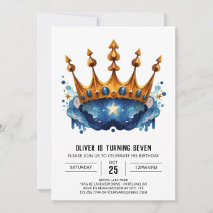 Elegant Online Prince Krona födelsedag Inbjudningar