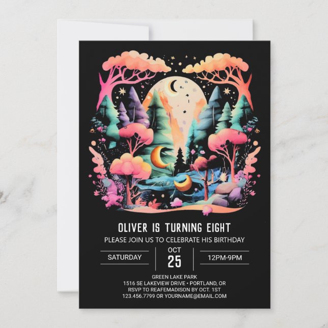 Elegant Online Woodland Birthday Inbjudningar (Framsida)