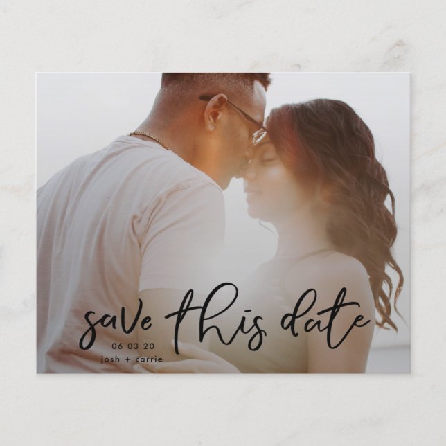 Elegant Onyx Photo Calligraphy spara date budget Flygblad (Framsidan)