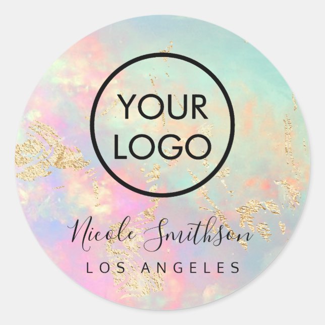 elegant opal fästpunkt runt klistermärke (Framsida)