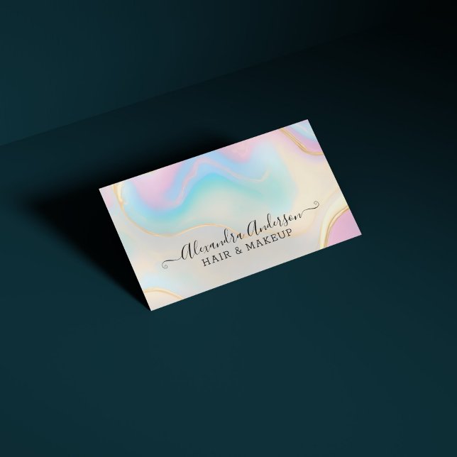 Elegant Opal Guld Information om regnbåge Visitkort (Elegant Opal Gold Details Rainbow Business Card)