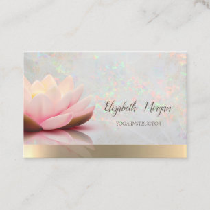 Elegant Opal Holografisk Guld,Lotus, Yoga Visitkort