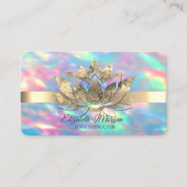 Elegant Opal Holografisk, Guld Rand, Lotus Visitkort