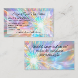 Elegant Opal Holografisk Kristall Pedikyr Salong Visitkort