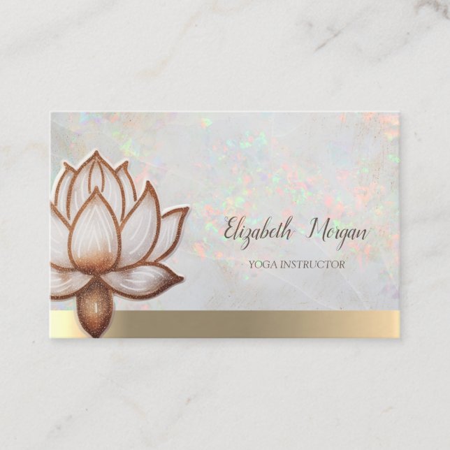 Elegant Opal HoloGraph Guld,Brown Lotus, Yoga Visitkort (Framsida)