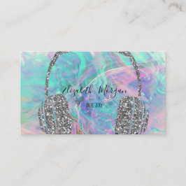 Elegant Opal Silver Glitter Hörlurar DJ Visitkort