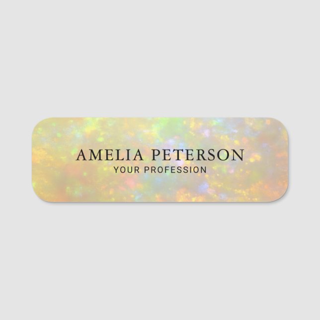 Elegant Opal Stentextur Anställd/ Personal Namnbricka (Framsida)