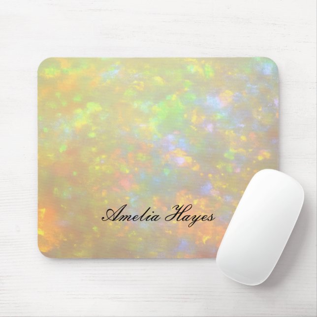 Elegant Opal Stentextur Modern Anpassad Skrift Musmatta (Med mus)