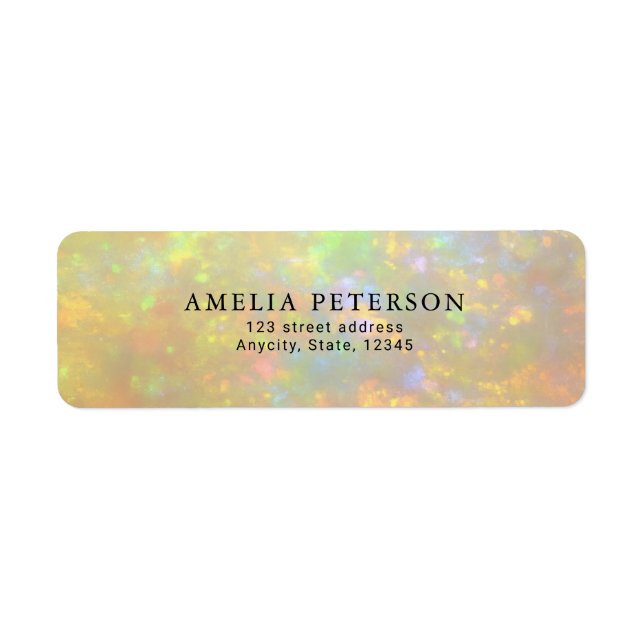 Elegant Opal Stentextur Returadress Etikett (Framsidan)